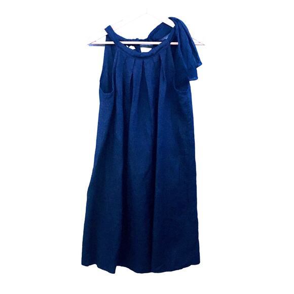 Bellamia Linen Shift Dress, Navy Blue, Women's S,  A Line Dress, Comfortable - Picture 2 of 8
